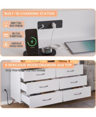 6-Drawer Dresser with RGB LED Lights – Large Storage Chest for Bedroom, Entryway, Living Room, Stylish TV Stand Cabinet