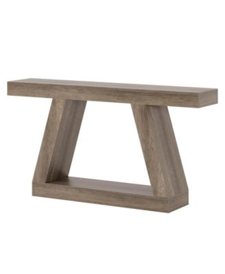 Farmhouse Console Table, 55-Inch Rustic Sofa Table with Storage, Industrial Wooden Entryway Table for Hallway, Living Room