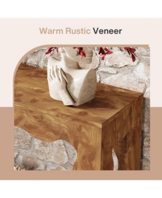 63" Narrow Long Entryway Table, 2-Tier Modern Farmhouse Entry Table, Light Brown