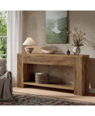 70.9-Inch Console Tables for Entryway, Narrow Wooden Long Sofa Table Behind The Couch, Rustic Brown