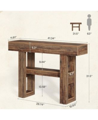 41.34-Inch Farmhouse Console Table, 2-Tier Narrow Sofa Table Behind The Couch, Entryway Furniture