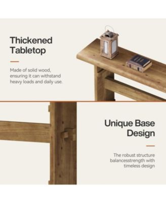 Solid Wood Console Table for Entryway, 63-Inch Long Farmhouse Sofa Table Behind Couch