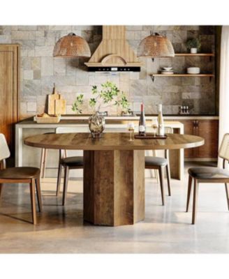 Oval Dining Table for 4-6 People, 55-Inch Kitchen Table with Rounded Edge Tabletop (No Chairs Included)