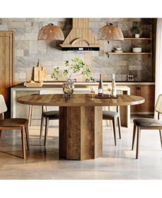 Tribesigns Oval Dining Table for 4-6 People, 55-Inch Kitchen Table with ...