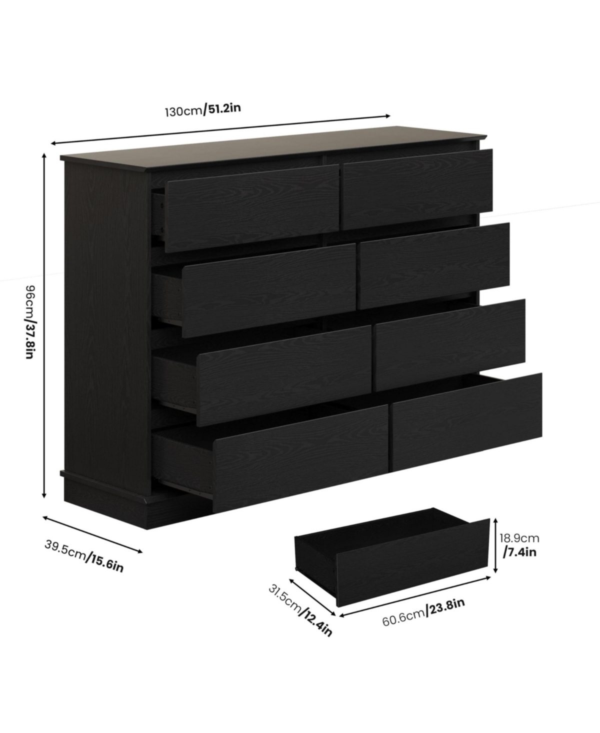 gaomon 8 Drawer Dresser for Bedroom, Wide Wooden Chest of Drawers with Top