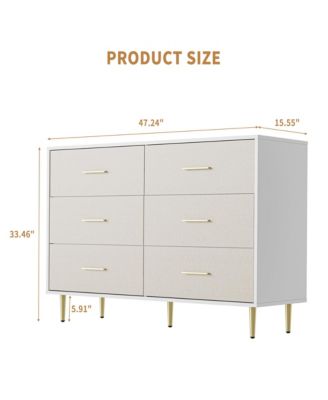 6 Drawer Dresser, Modern White Chest of Drawers