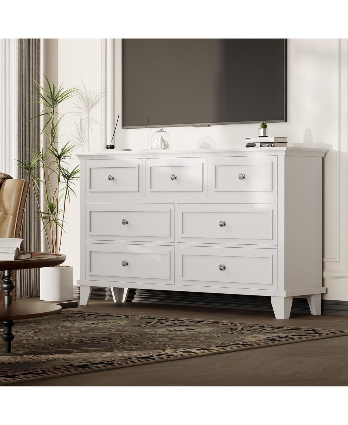 gaomon 7-Drawer Dresser 47"W, Wooden Chest with Deep Drawers, Tv Stand Organizer for Bedroom, Living Room, Hallway