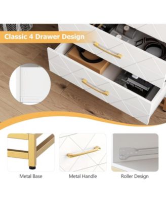 3-Drawer Bedroom Dresser, Modern Wide Drawer Chest with Metal Handles, Wooden Storage Organizer for Bedroom