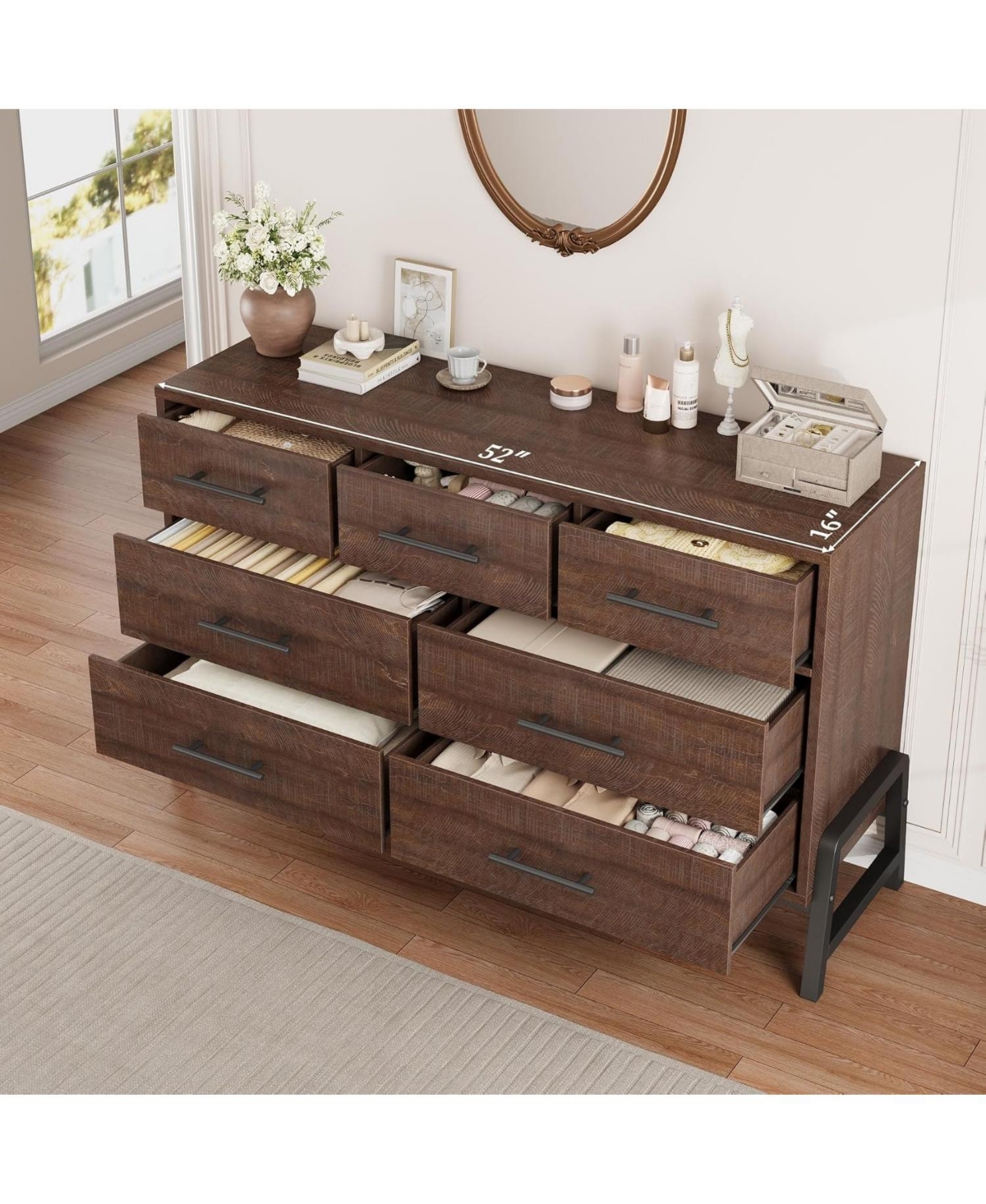 gaomon 52" Wide 7-Drawer Bedroom Dresser, Modern Storage Chest for Entryway, Bedroom, or Living Room