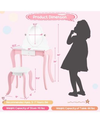 Pretend Kids Vanity Set Makeup Dressing Table 2-in-1 Mirror & Whiteboard