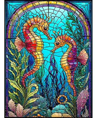 Under the Sea Stained Glass 1000 piece Jigsaw Puzzle for Adults.