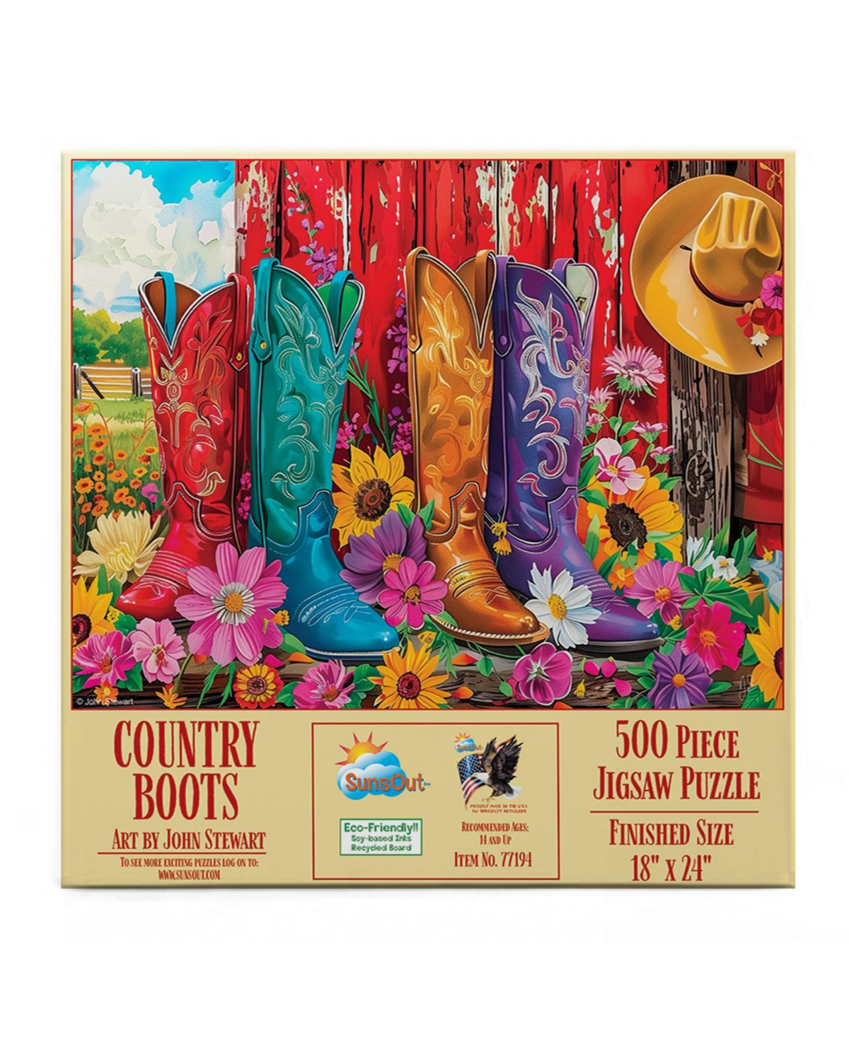 SunsOut Country Boots 500 piece Jigsaw Puzzle for Adults