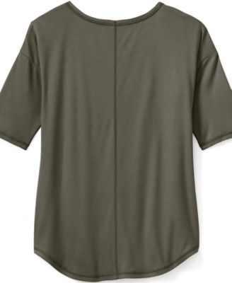 Women's Supima Micro Modal Elbow Sleeve Balletneck Curved Hem Top