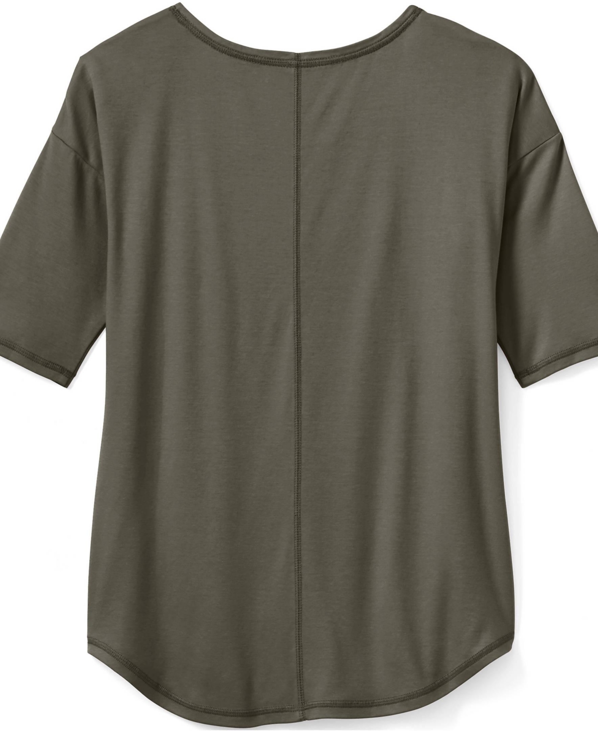 Lands' End Women's Supima Micro Modal Elbow Sleeve Balletneck Curved Hem Top