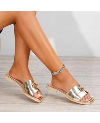 Women's Kallen Slide Sandals with Gold-Tone Accent