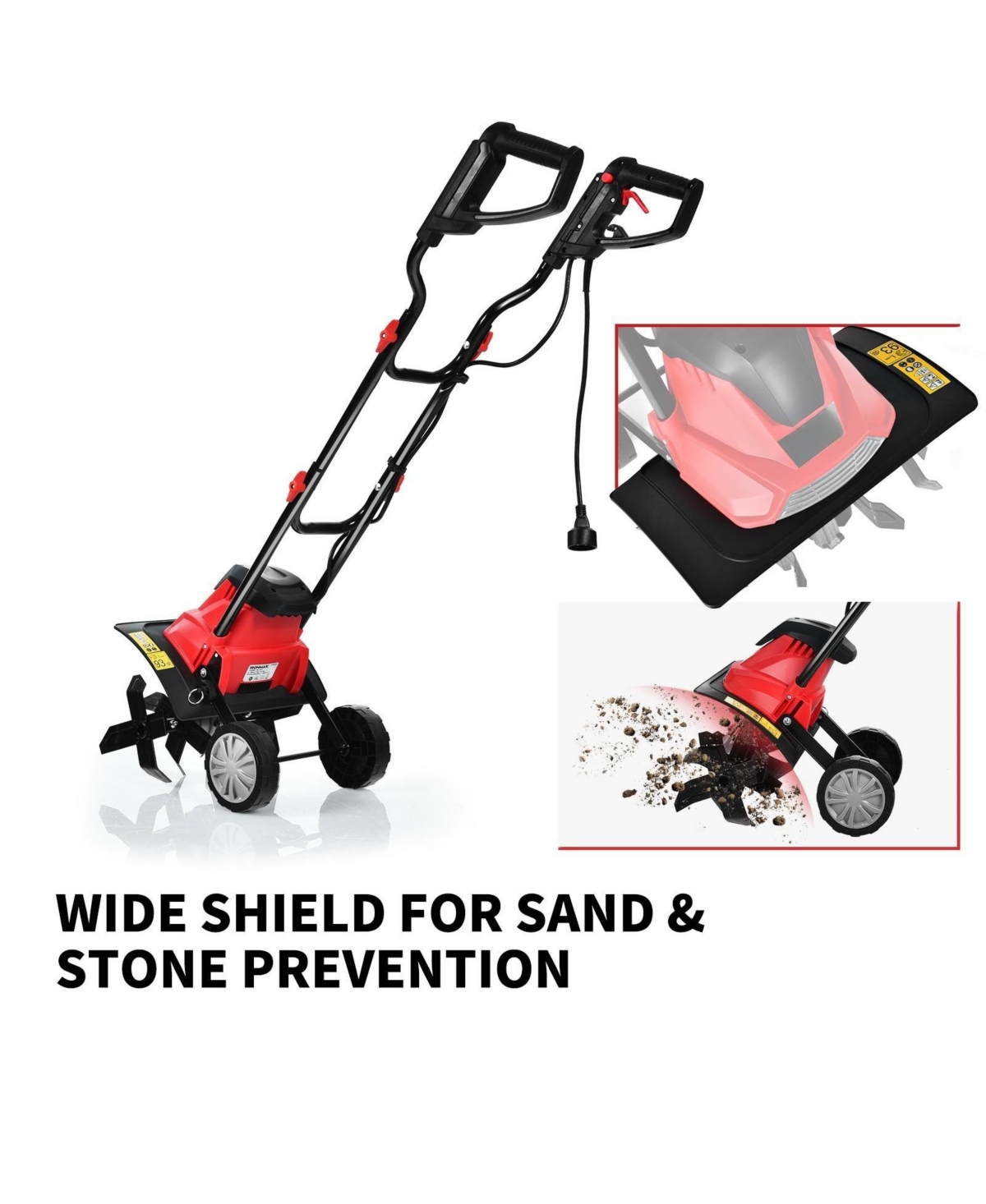 Corded Electric Tiller and Cultivator 9-Inch Tilling Depth