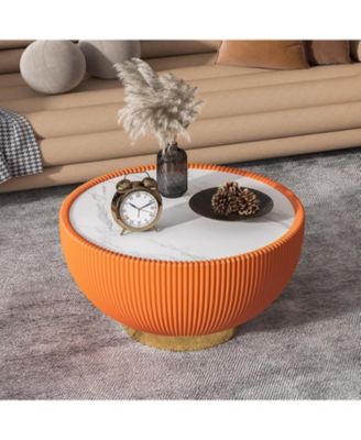 Streamdale Light Marble Top Leather Coffee Table