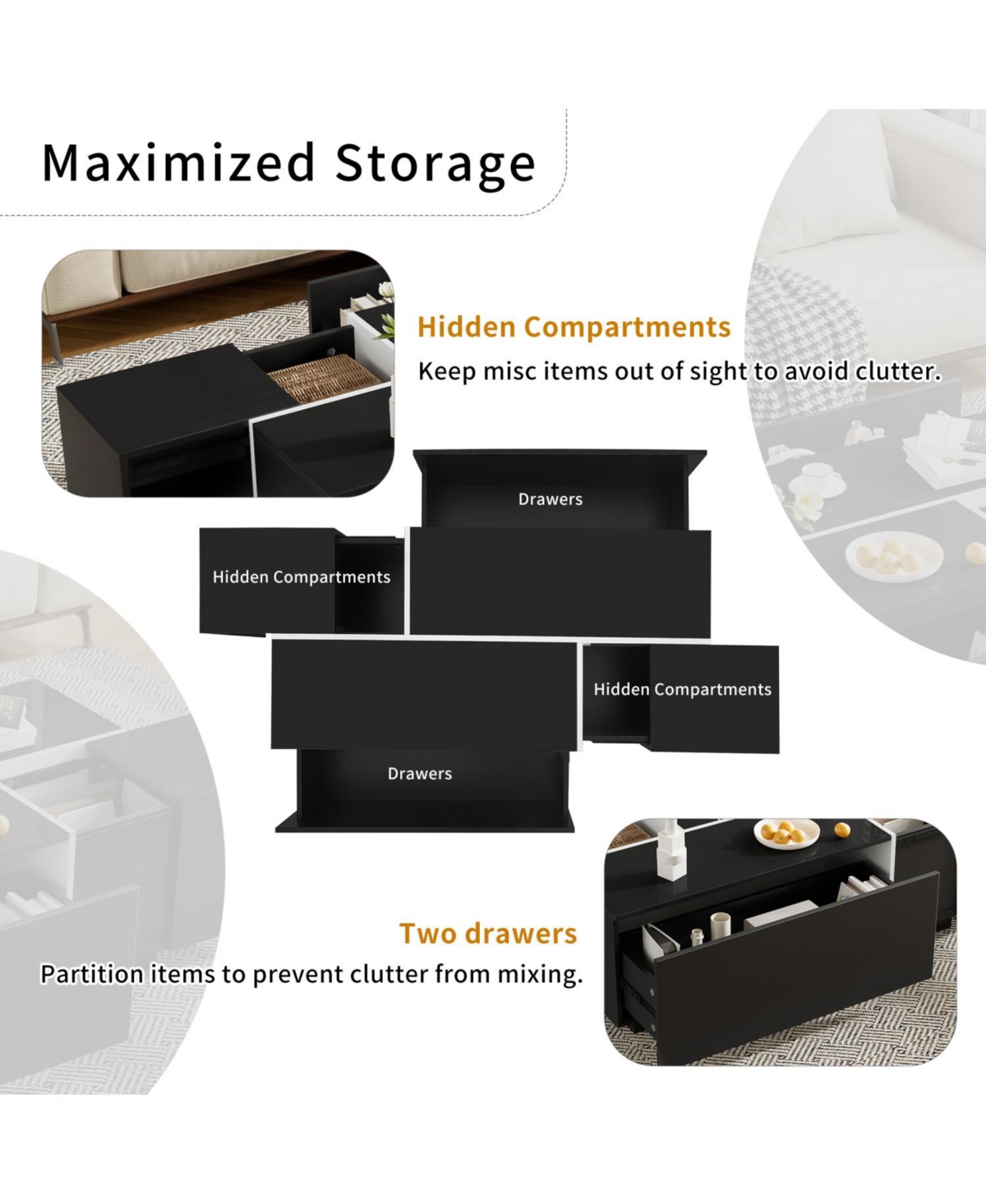 Streamdale Furniture Extendable Coffee Table w/ Storage