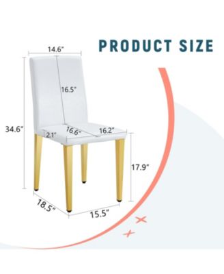 White PU Leather Chairs, Gold Legs (Set of 2)