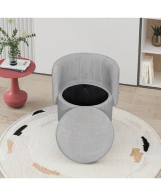 Streamdale 360 Degree Swivel Back Sofa Chair With Storage Space, Suitable For Bedroom and Living Room(Gray