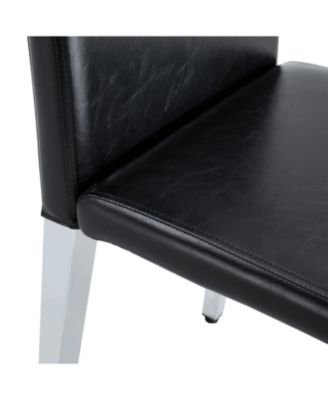 Black PU Backrest Chairs Silver Legs (Set of 2)