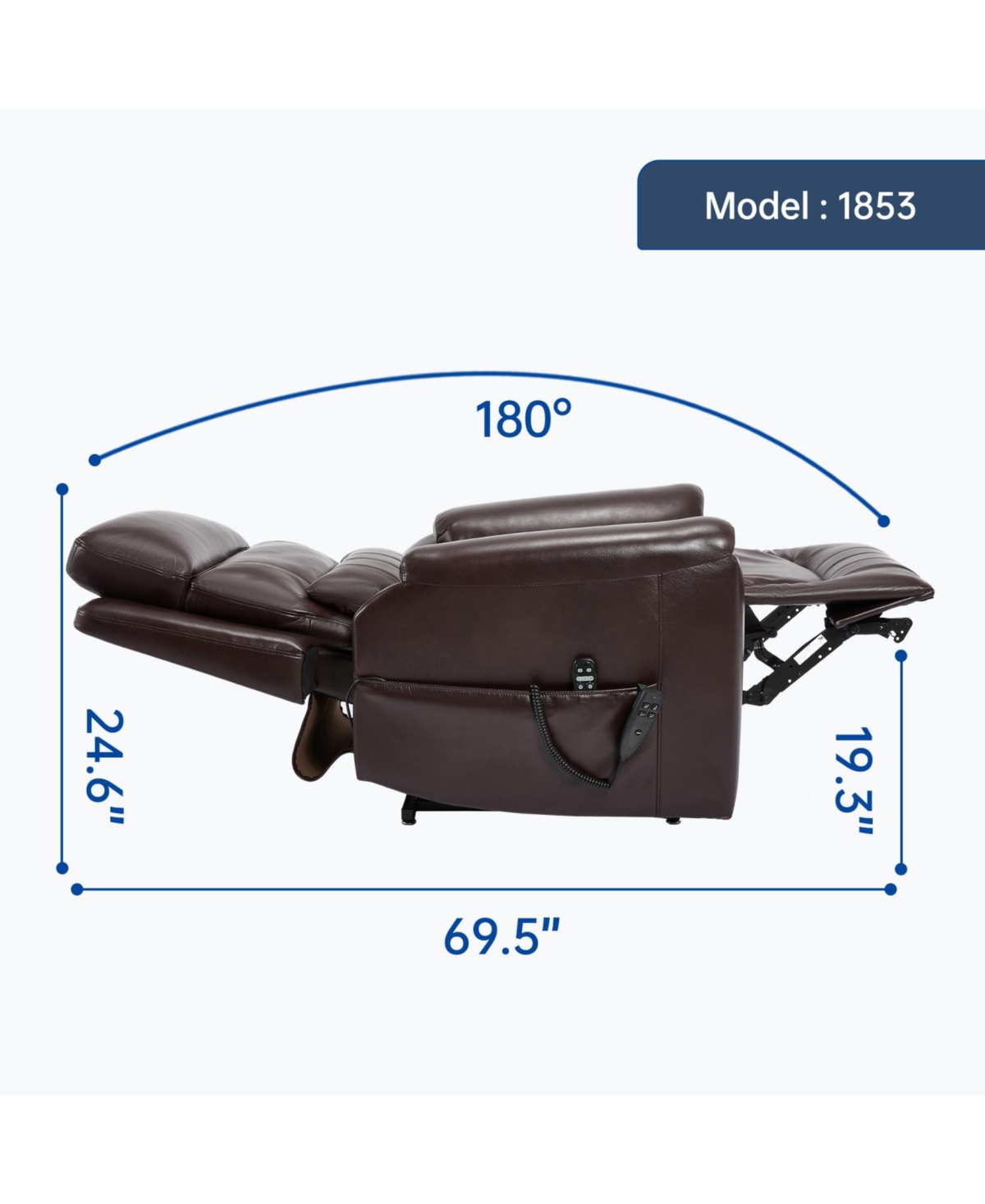 Streamdale Furniture Streamdale Power Lift Recliner w/ Massage & Heat, 350 Lbs, Brown