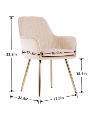Streamdale Velvet Dining Chairs (Set of 2) - Modern Accent Chairs with Gold Legs, Beige