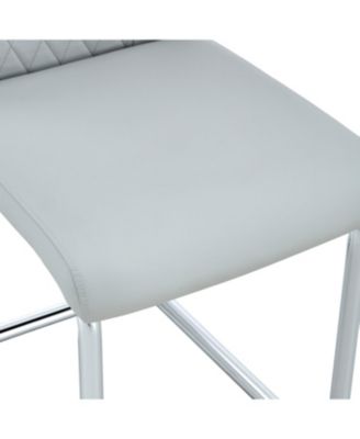 Faux Leather Cushioned Side Chairs - Set of 4 (Light Gray)