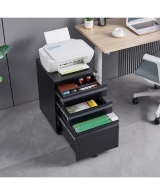 3-Drawer Mobile Locking File Cabinet (Black)