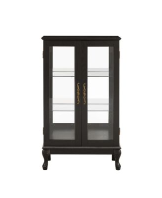  Lighted Curio Cabinet with Glass Doors & Adjustable Shelves - Black