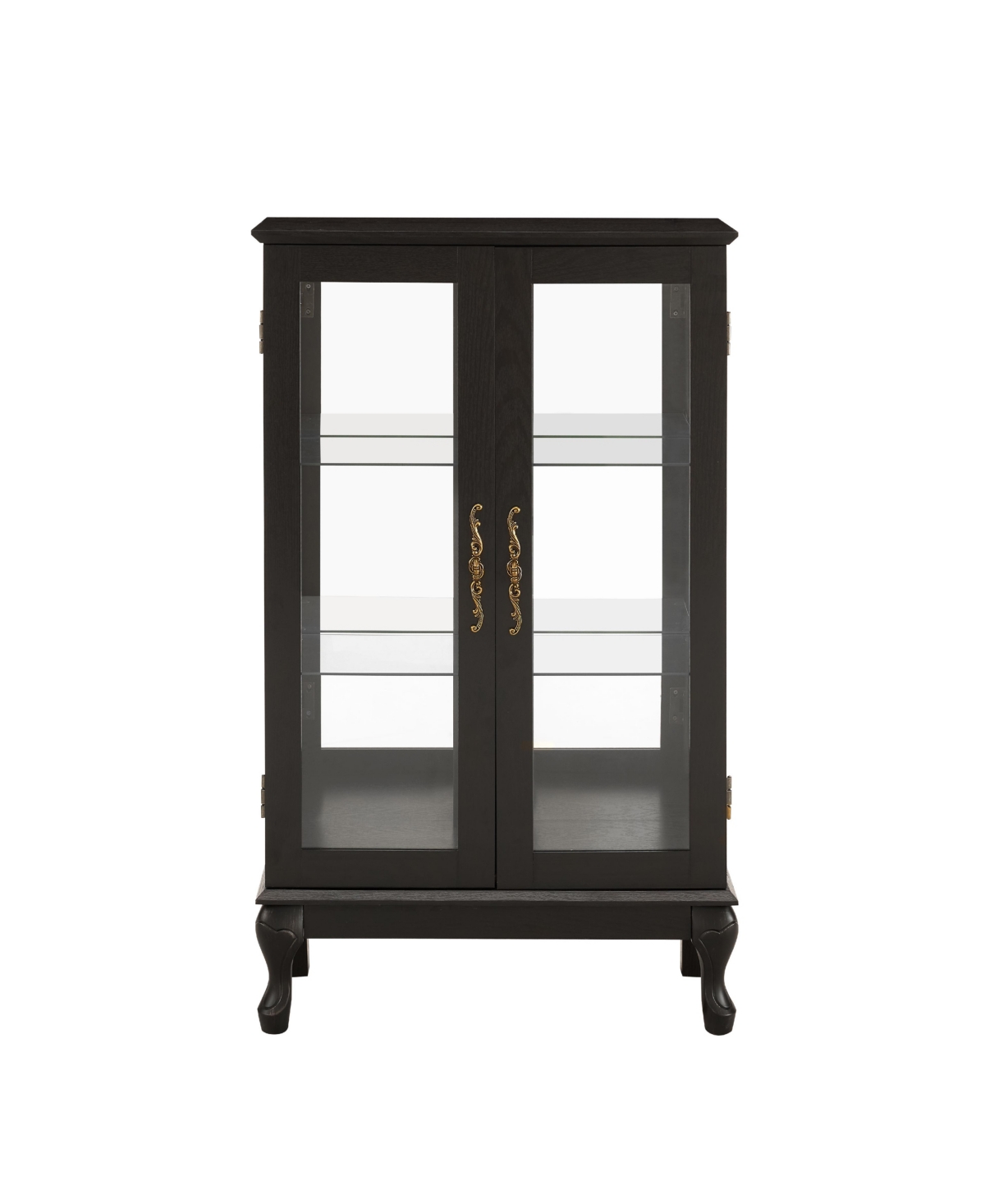 Streamdale Furniture Lighted Curio Cabinet with Glass Doors & Adjustable Shelves - Black