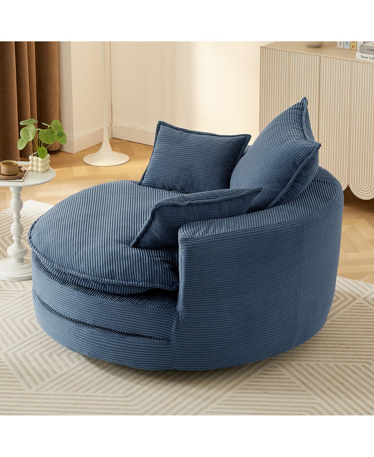 Streamdale 360 Swivel Barrel Chair with Pillows - Blue