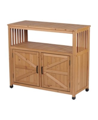Wooden Patio Bar Table Set with Storage