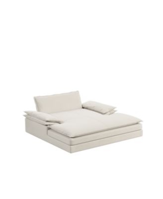 Oversized Double Chaise Lounge, Deep Seat, Chenille Sofa, Large Pillows,