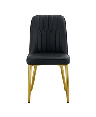  Modern PU Leather Dining Chairs with Gold Legs