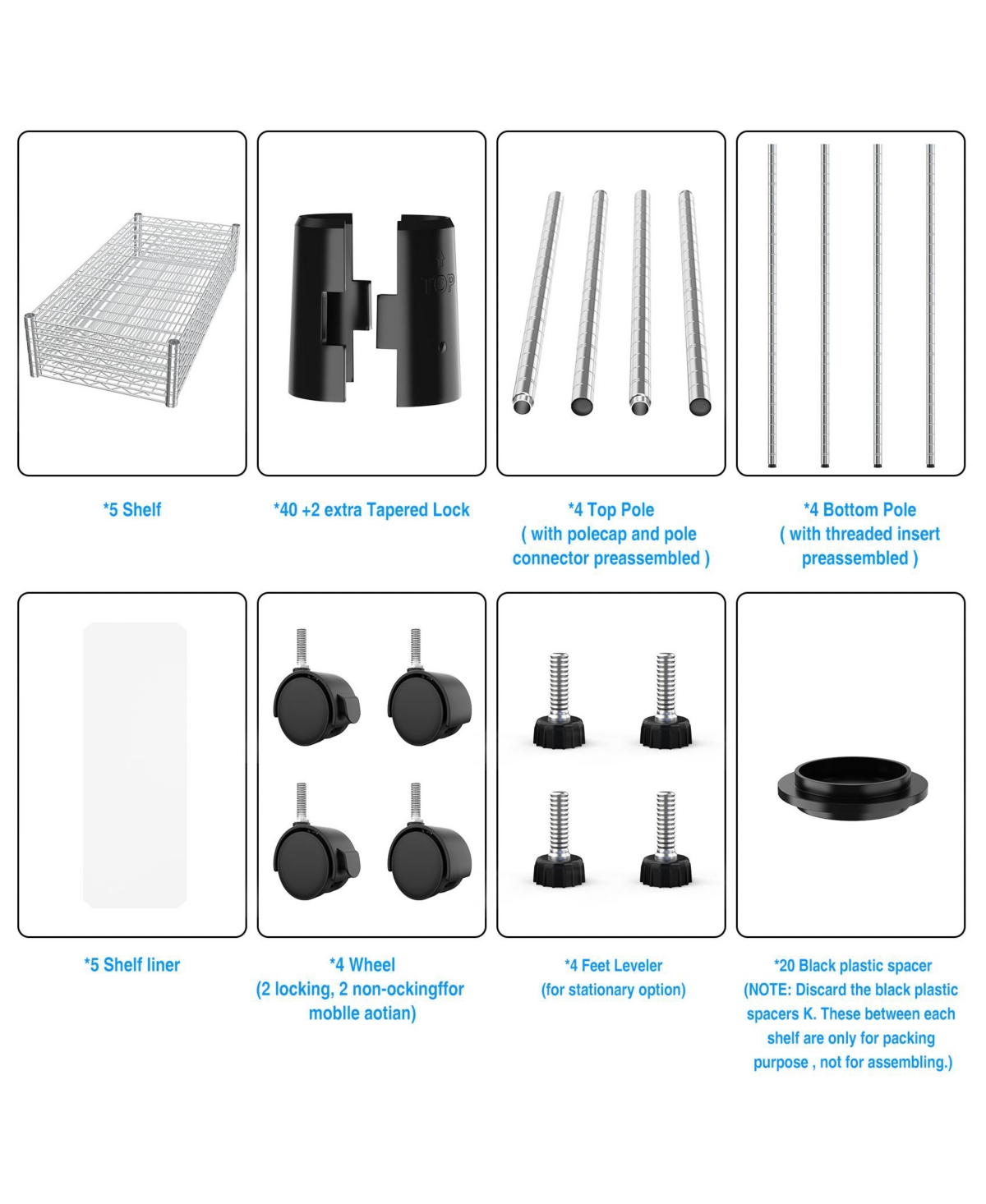 Streamdale Furniture Chrome Wire Shelf 5 Tier Unit - Heavy Duty Storage Solution