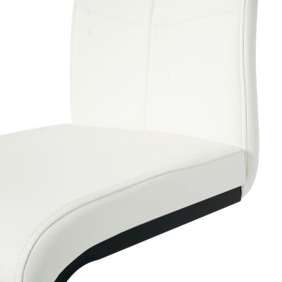 Streamdale Modern White PU Dining Chair with Black Metal Legs (Set of 4