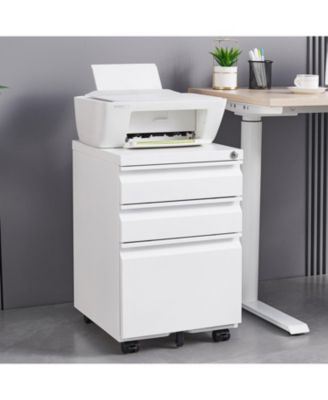3-Drawer Mobile Locking Filing Cabinet (White)