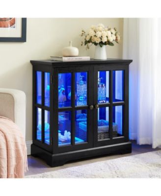 LED Curio Cabinet with Adjustable Shelves - BLK