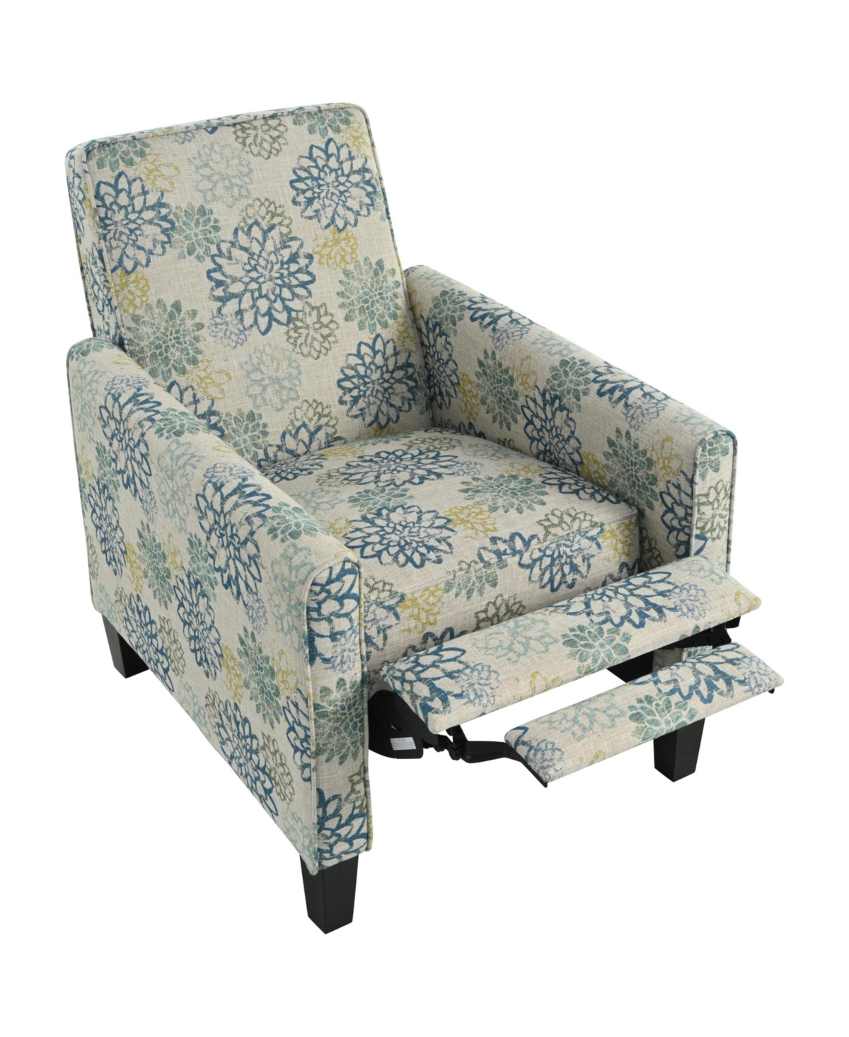 Streamdale Furniture 27.5" Recliner Chair, Solid Wood Legs, Light Brown & Blue