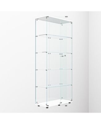 Streamdale White Tempered Glass Display Cabinet with Lights & Locks