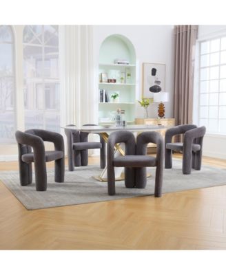 Velvet Accent Dining Chair Set of 2 (Gray Teddy)