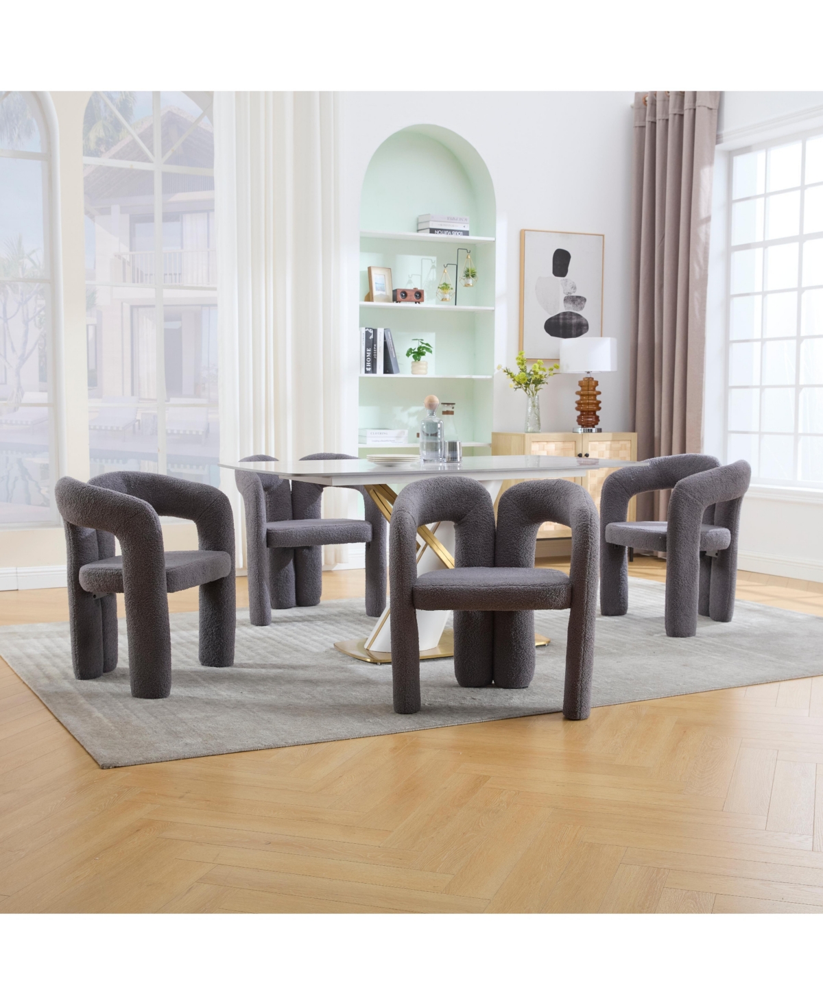 Streamdale Furniture Velvet Accent Dining Chair Set of 2 (Gray Teddy)