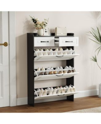 3-Door Shoe Cabinet with Drawers