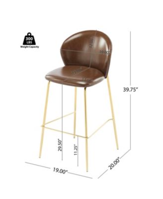 Kira Dark Brown Faux Leather Bar Stools (Set of 2)