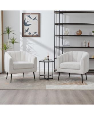  Chenille Barrel Accent Chair - Ivory