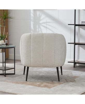 Chenille Barrel Accent Chair - Ivory