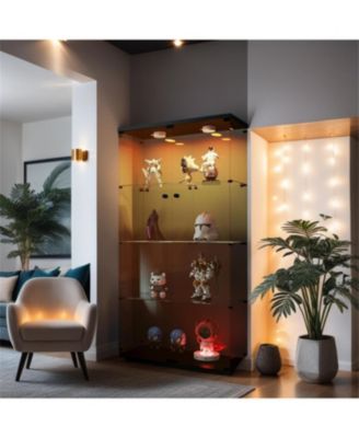 Lighted Glass Cabinet Display with Shelves