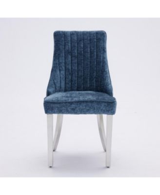 Chenille Dining Chairs Set of 2 (Blue)