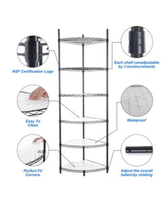 6-Tier Corner Wire Shelf Rack - Black